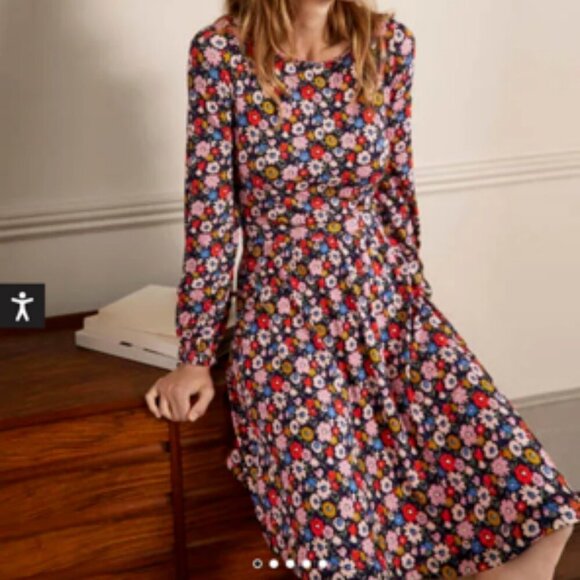 Boden Dresses & Skirts - Boden Evelyn Jersey Knit Floral Midi Dress French Navy Elegant Bloom 6